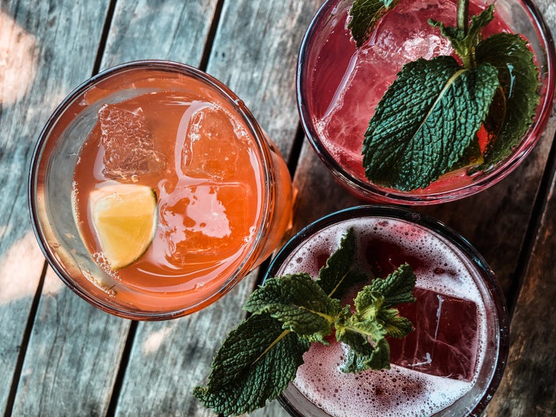 Fruity drinks on a wooden Table