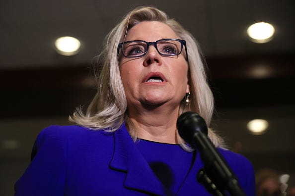 Liz Cheney at microphone