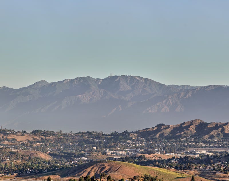 Buzzard's Peak and Mt. San Antonio Community College Campus with Mt. Wilson in the Background