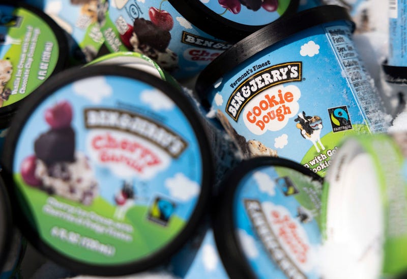  Ben and Jerry's ice cream is stored in a cooler at an event where founders Jerry Greenfield and Ben Cohen gave away ice cream to bring attention to police reform at the U.S. Supreme Court on May 20, 2021 in Washington, DC. The two are urging the ending of police qualified immunity. (Photo by Kevin Dietsch/Getty Images)