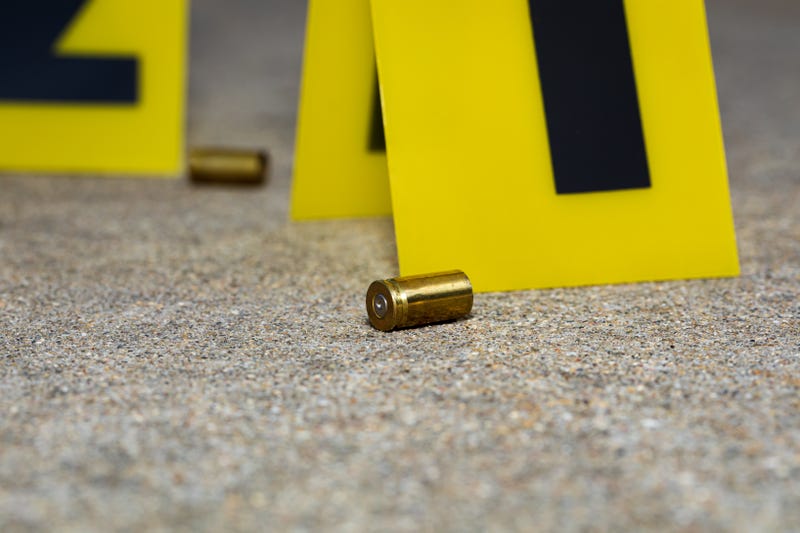 Gun shell casing at crime scene