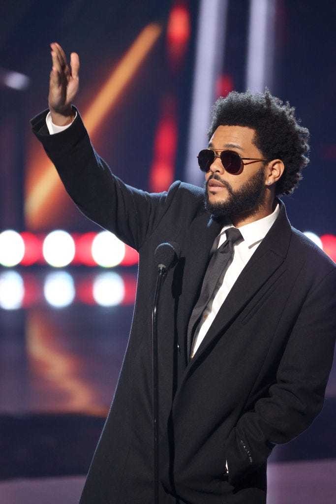 The Weeknd accepts award for 'Blinding Lights' onstage at The Dolby Theatre in Los Angeles, California 