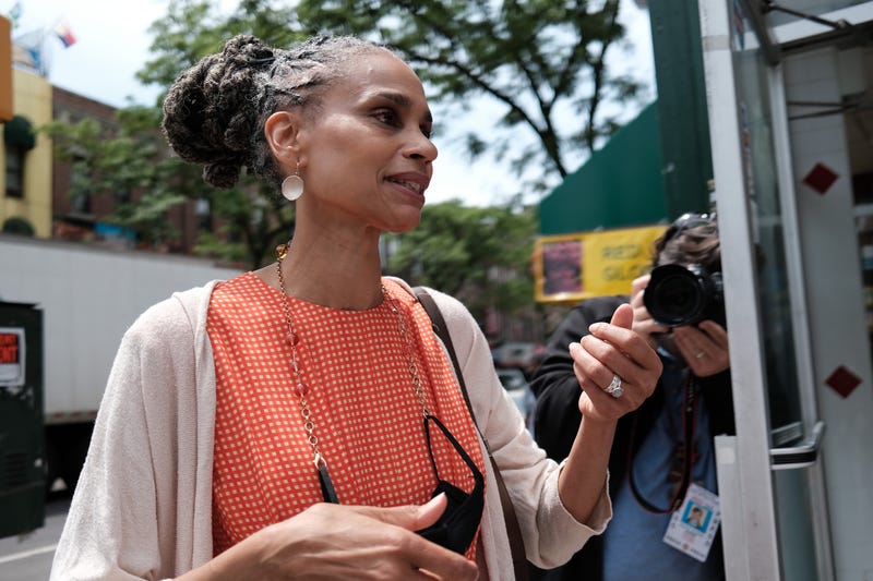 New York City Mayoral candidate Maya Wiley speaks to the media on June 02, 2021 in the Brooklyn borough of New York City