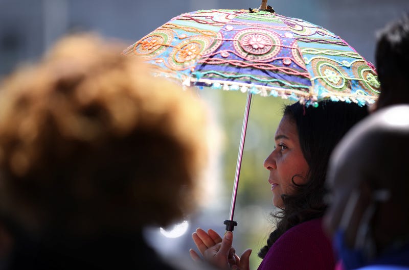 San Francisco Mayor London Breed looks on during a pride flag raising ceremony at San Francisco City Hall on June 07, 2021 in San Francisco, California.