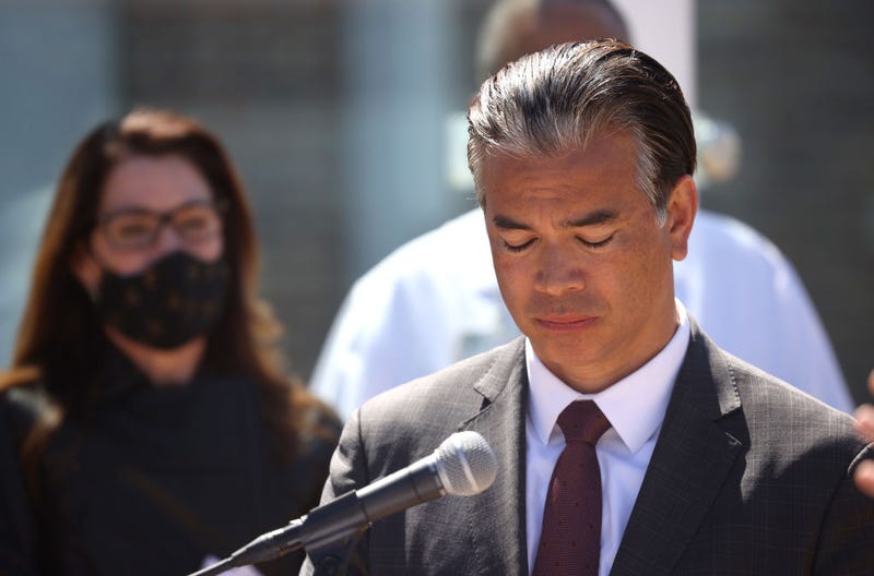  California Attorney General Rob Bonta speaks during a news conference at San Francisco General Hospital on June 10, 2021 in San Francisco, California.