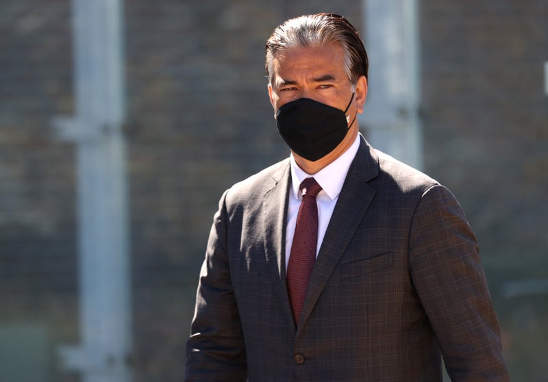California Attorney General Rob Bonta looks on during a news conference at San Francisco General Hospital on June 10, 2021 in San Francisco, California.