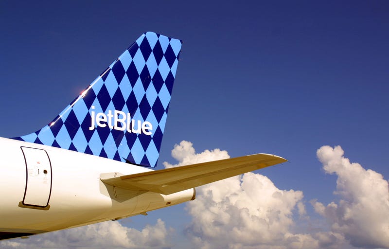 A JetBlue Airways jet sits on the tarmac June 19, 2001June 19, 2001 at the Ft. Lauderdale/Hollywood International airport in Ft. Lauderdale, Florida.