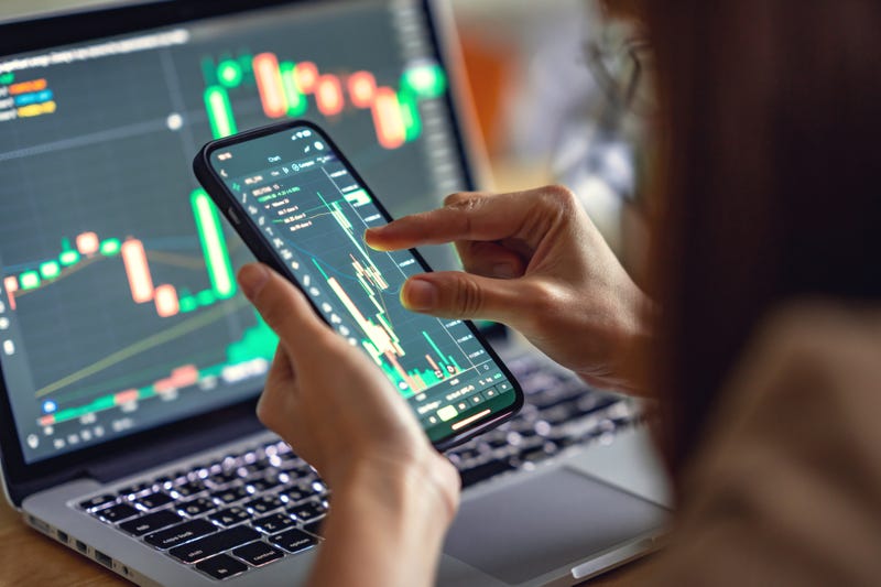 girl checking crypto