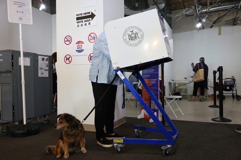 People participate in early voting on June 16, 2021 in the Upper West Side neighborhood of Manhattan in New York City