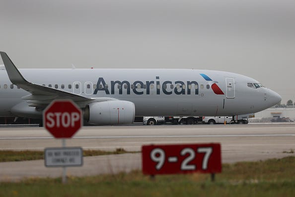An American Airlines plane. 