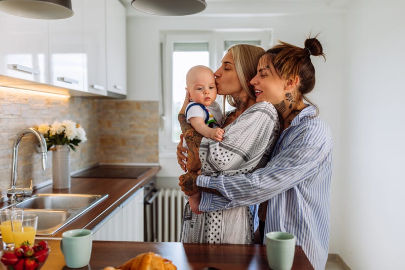 Young LGBT family spending time together