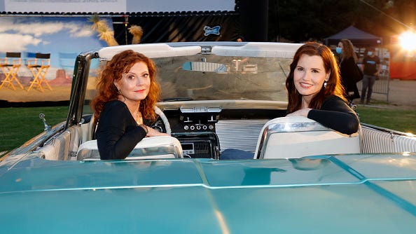 ‘Thelma & Louise’ reunite as Susan Sarandon, 74, and Geena Davis, 65, attend 30th anniversary screening of film