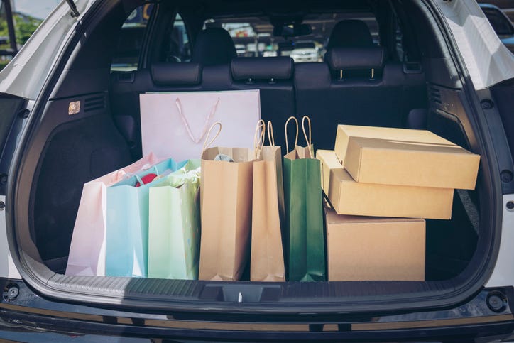 shopping bags in trunk