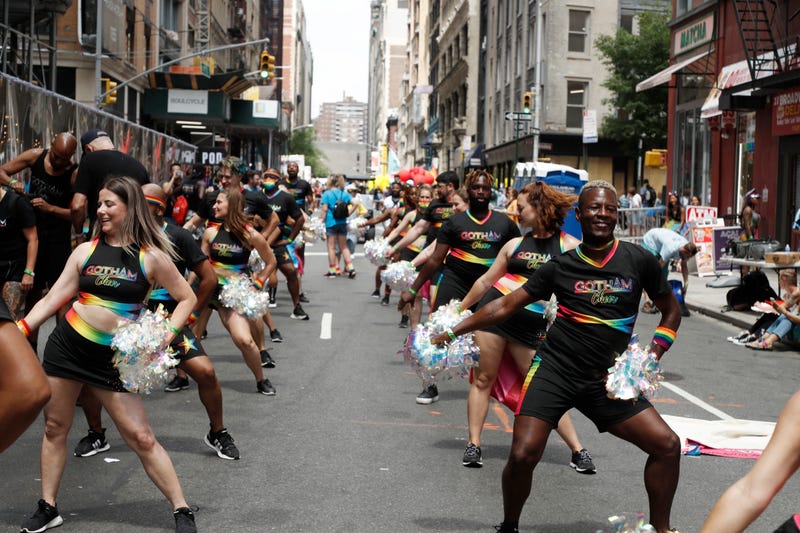Parade participants celebrate New York City Pride on June 27, 2021 in New York City