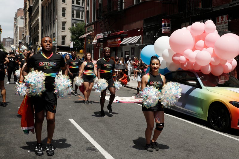 Parade participants celebrate New York City Pride on June 27, 2021 in New York City