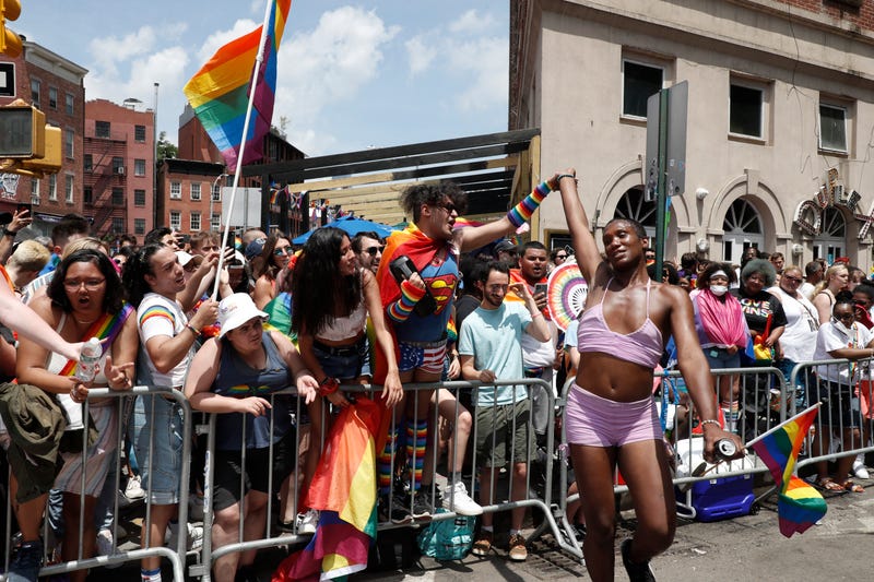 Parade participants celebrate New York City Pride on June 27, 2021 in New York City