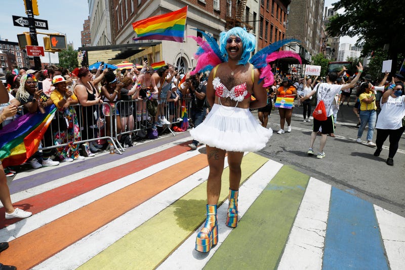 Parade participants celebrate New York City Pride on June 27, 2021 in New York City
