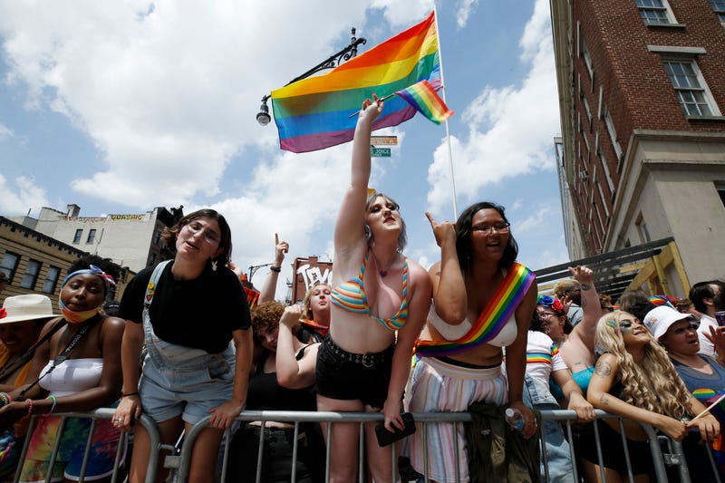 People celebrate New York City Pride on June 27, 2021 in New York City