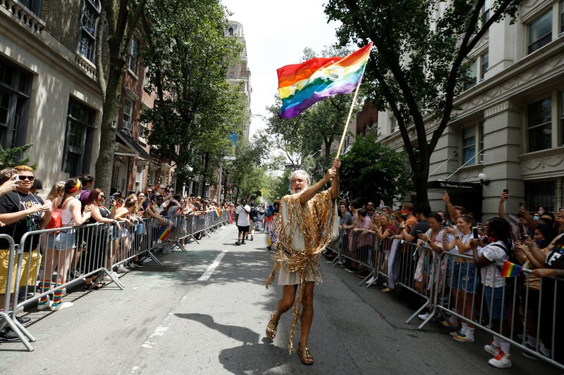 Parade participants celebrate New York City Pride on June 27, 2021 in New York City