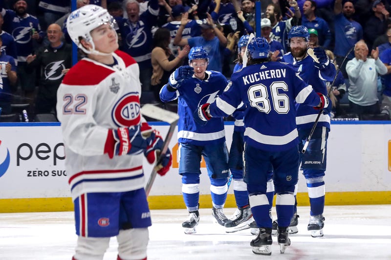 Tampa Bay Lightning celebrate a goal.