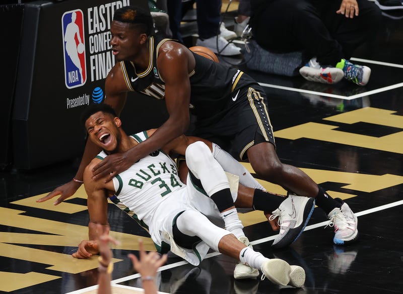 Bucks star Giannis Antetokounmpo suffers a knee injury.
