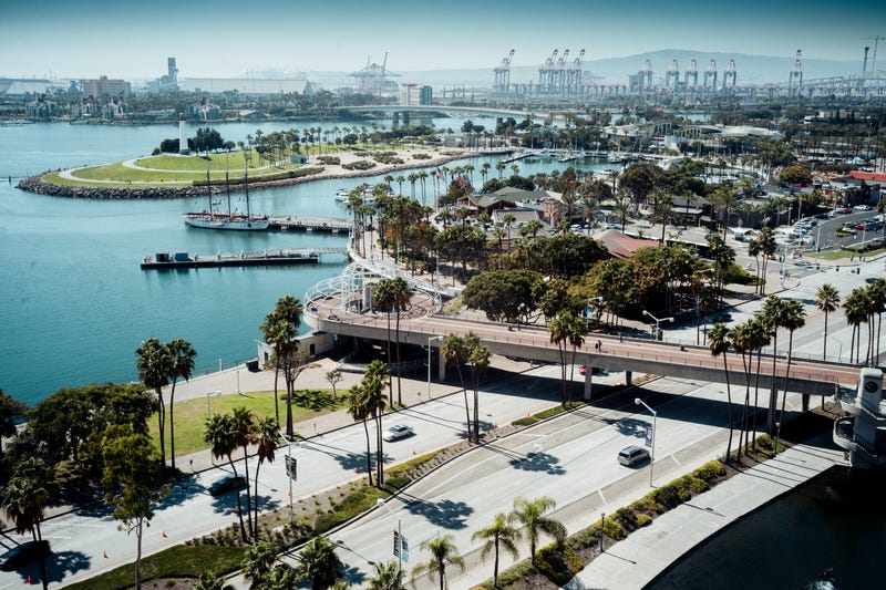 aerial view of long beach