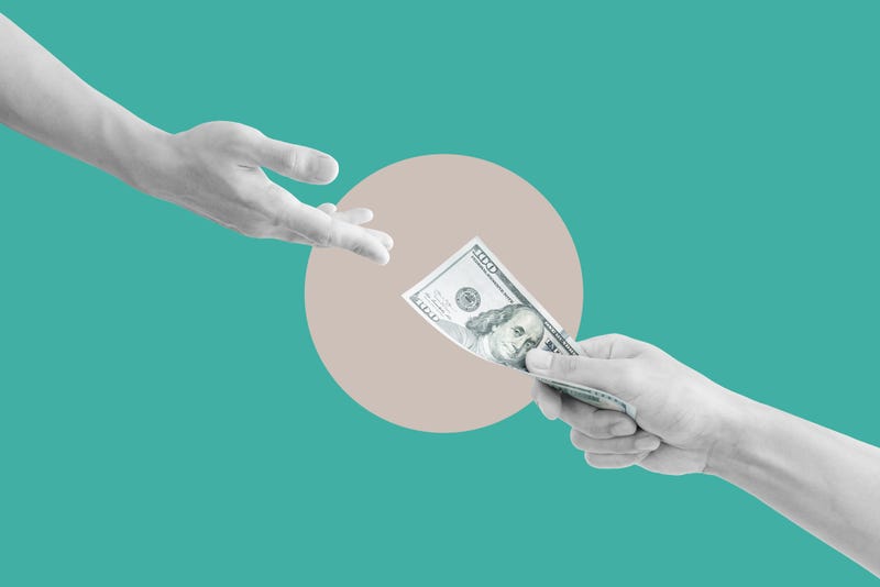 Hand giving moeny stock image. 