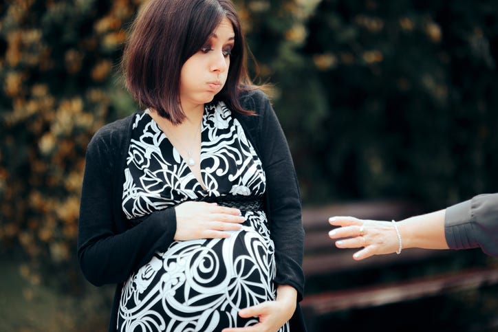 Pregnant Woman Not Happy With Belly Touch
