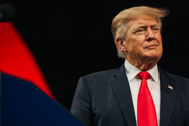 Former U.S. President Donald Trump prepares to speak during the Conservative Political Action Conference CPAC held at the Hilton Anatole on July 11, 2021 in Dallas, Texas.