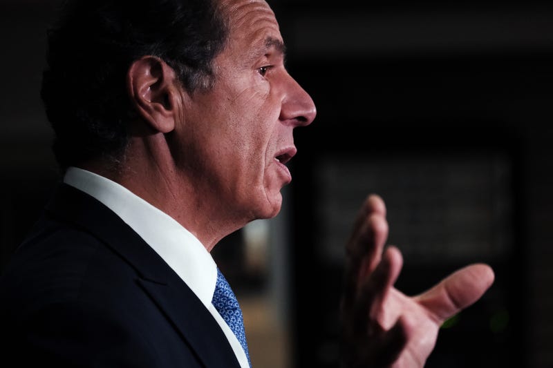 New York Governor Andrew Cuomo and the Democratic nominee for New York City mayor, Eric Adams, hold a joint news conference in Brooklyn where the two leaders spoke on the rising rates of gun violence across the city on July 14, 2021 in New York City.