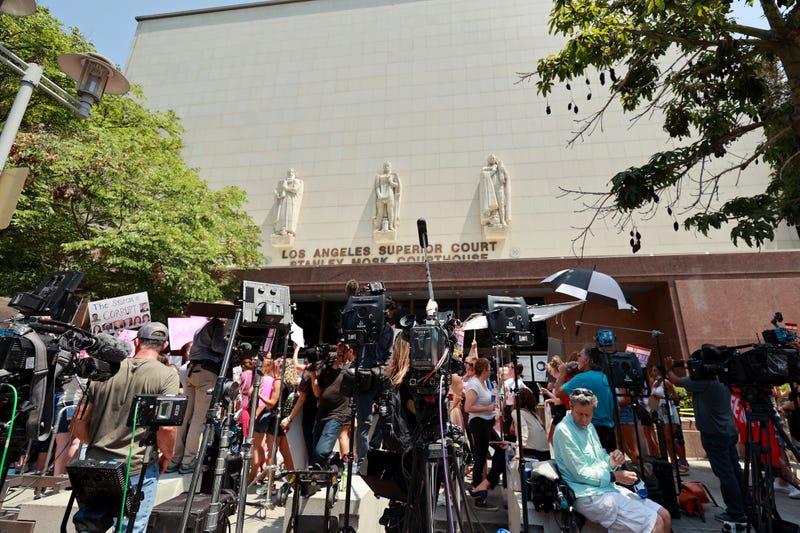Press seen at a #FreeBritney rally outside a Los Angeles courthouse.
