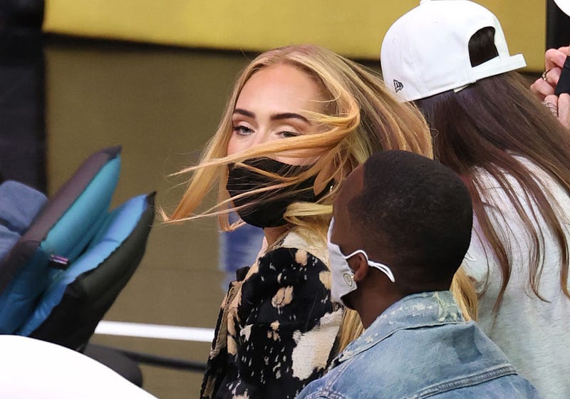 Singer Adele looks on next to Rich Paul during the first half in Game Five of the NBA Finals between the Milwaukee Bucks and the Phoenix Suns at Footprint Center on July 17, 2021, in Phoenix.