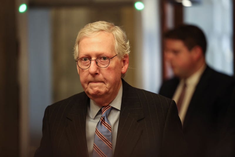 Senate Minority Leader Mitch McConnell (R-KY) arrives at the U.S. Capitol on July 21, 2021 in Washington, DC.