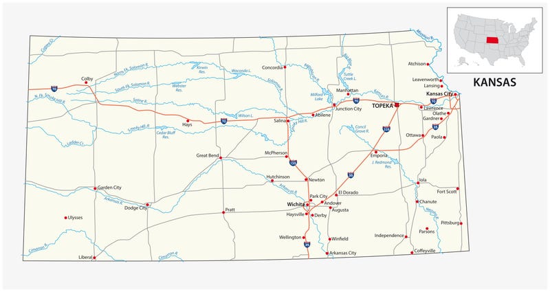Road map of the State of Kansas