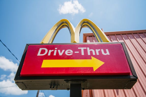 McDonald's drive thru sign. 