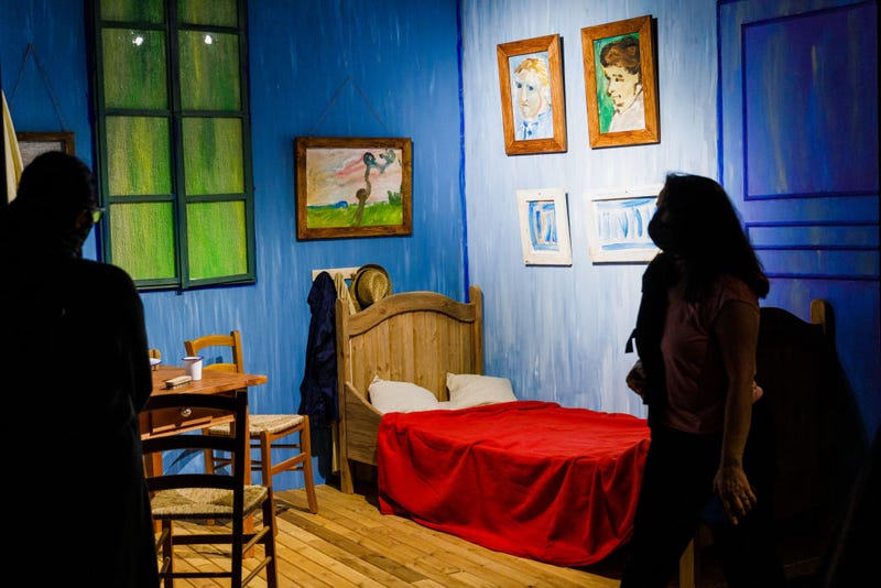 A general view of the exhibition at the "Van Gogh: The Immersive Experience" press preview at Old Truman Brewery on July 29, 2021 in London, England.