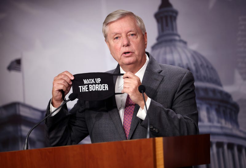U.S. Sen. Lindsey Graham (R-SC) speaks on southern border security and illegal immigration, during a news conference at the U.S. Capitol on July 30, 2021 in Washington, DC. Graham urged the Biden administration to name former Homeland Security Secretary Jeh Johnson as a border czar.