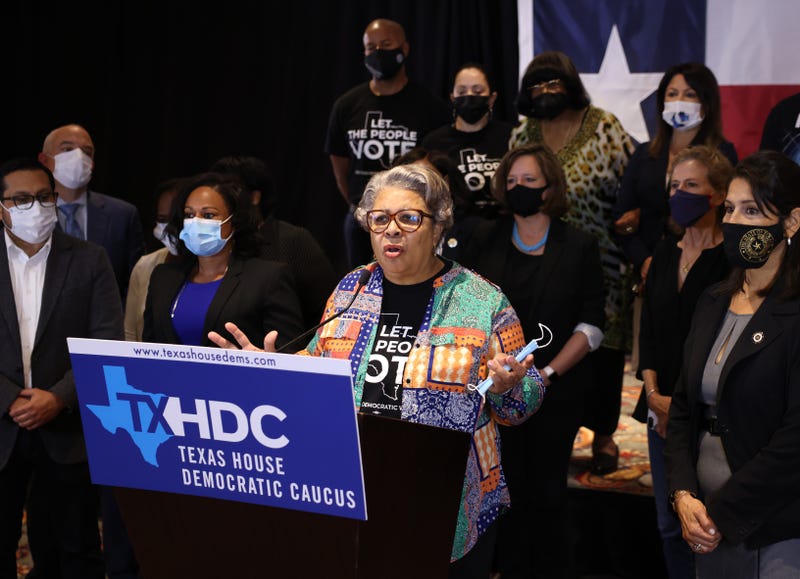 Texas state representatives at a press conference on voting rights in Washington, D.C. last month.