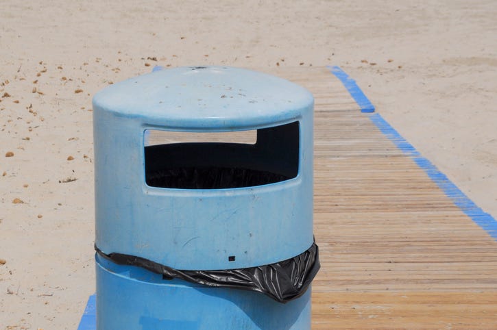 Beach trash bin. 