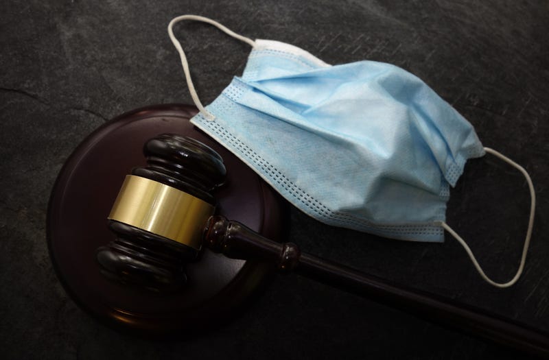 gavel and covid mask
