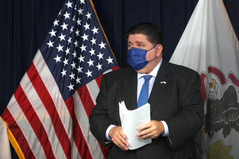 Citing substantial spread of the Covid-19 virus across the state, Illinois Governor J.B. Pritzker announces a statewide mandate requiring masks be worn in all Illinois public schools, preschool through high school, on August 04, 2021 in Chicago, Illinois. Masks will also be required in all long-term care facilities and vaccinations will be required for all state employees at congregate facilities.