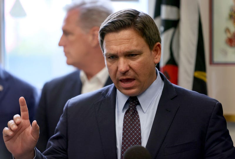 Florida Gov. Ron DeSantis speaks during a press conference held at the Assault Brigade 2506 Honorary Museum on August 05, 2021 in Hialeah, Florida. The governor and other politicians addressed the media on their desire to see America push for democracy and freedom in Cuba and throughout Latin America. (Photo by Joe Raedle/Getty Images)