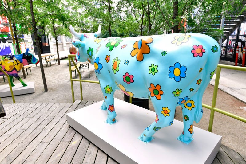 "Daisy" cow painted by Eve Plumb on display at the CowParade 2021 launch event hosted by God’s Love We Deliver at the Artist Studio sponsored by CLEAR in Industry City on August 5, 2021 in Brooklyn, NY.