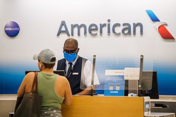 American Airlines counter.