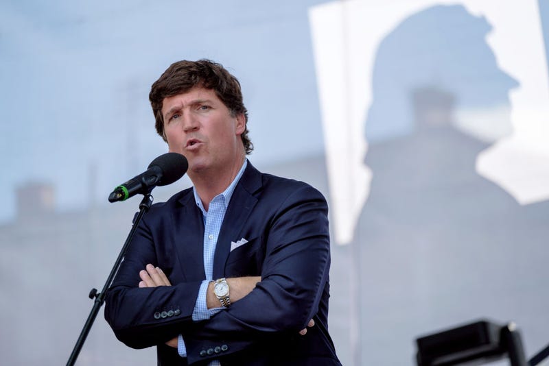 ucker Carlson speaks during the Mathias Corvinus Collegium (MCC) Feszt on August 7, 2021 in Esztergom, Hungary.