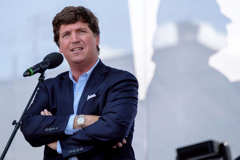 Tucker Carlson speaks during the Mathias Corvinus Collegium (MCC) Feszt on August 7, 2021 in Esztergom, Hungary. 