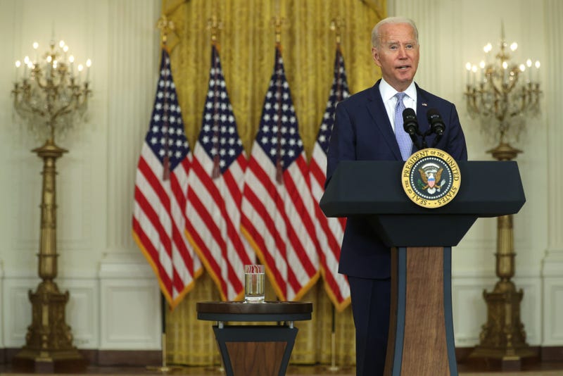 U.S. President Joe Biden delivers remarks during an East Room event at the White House August 12, 2021 in Washington, DC.