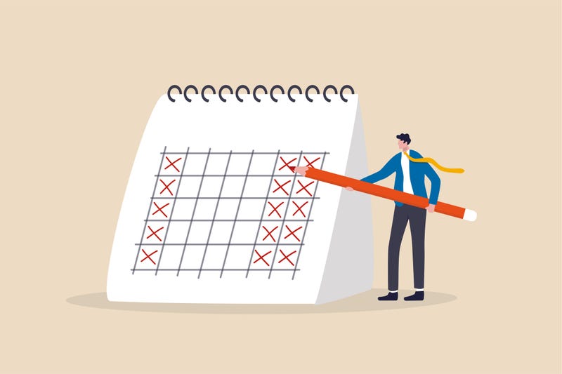 Graphic depicting a four-day work week. 