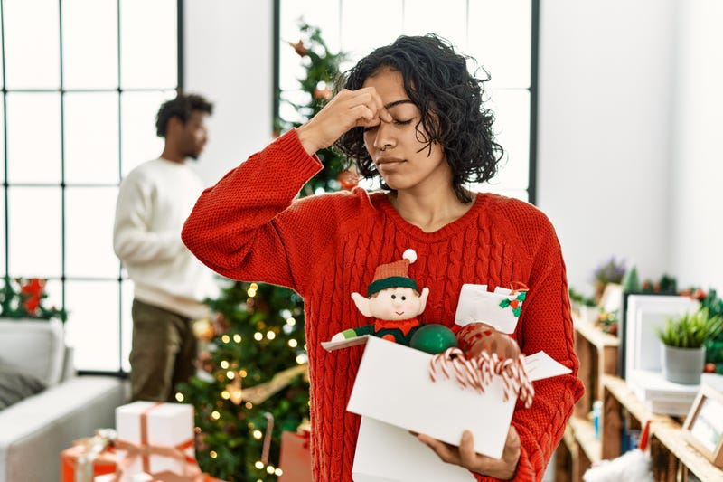 stressed woman on christmas