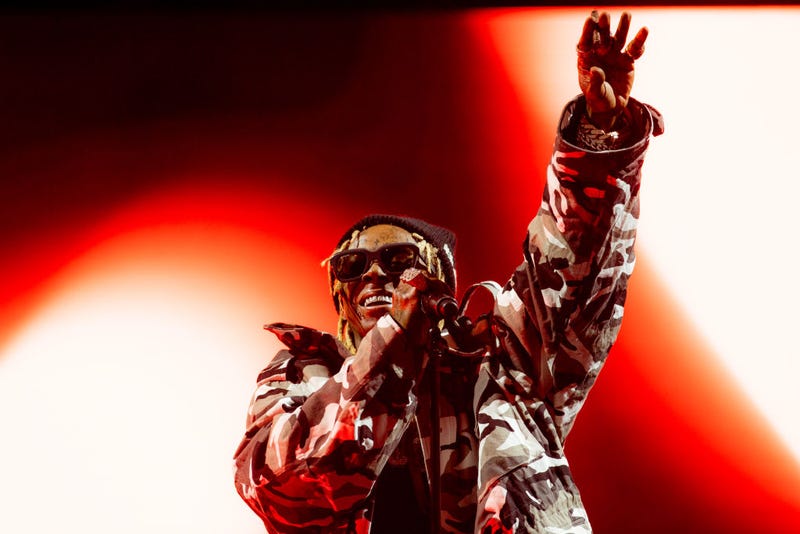 Lil Wayne performs onstage at the UPROAR Hip Hop Festival at Los Angeles Memorial Coliseum on August 13, 2021 in Los Angeles.